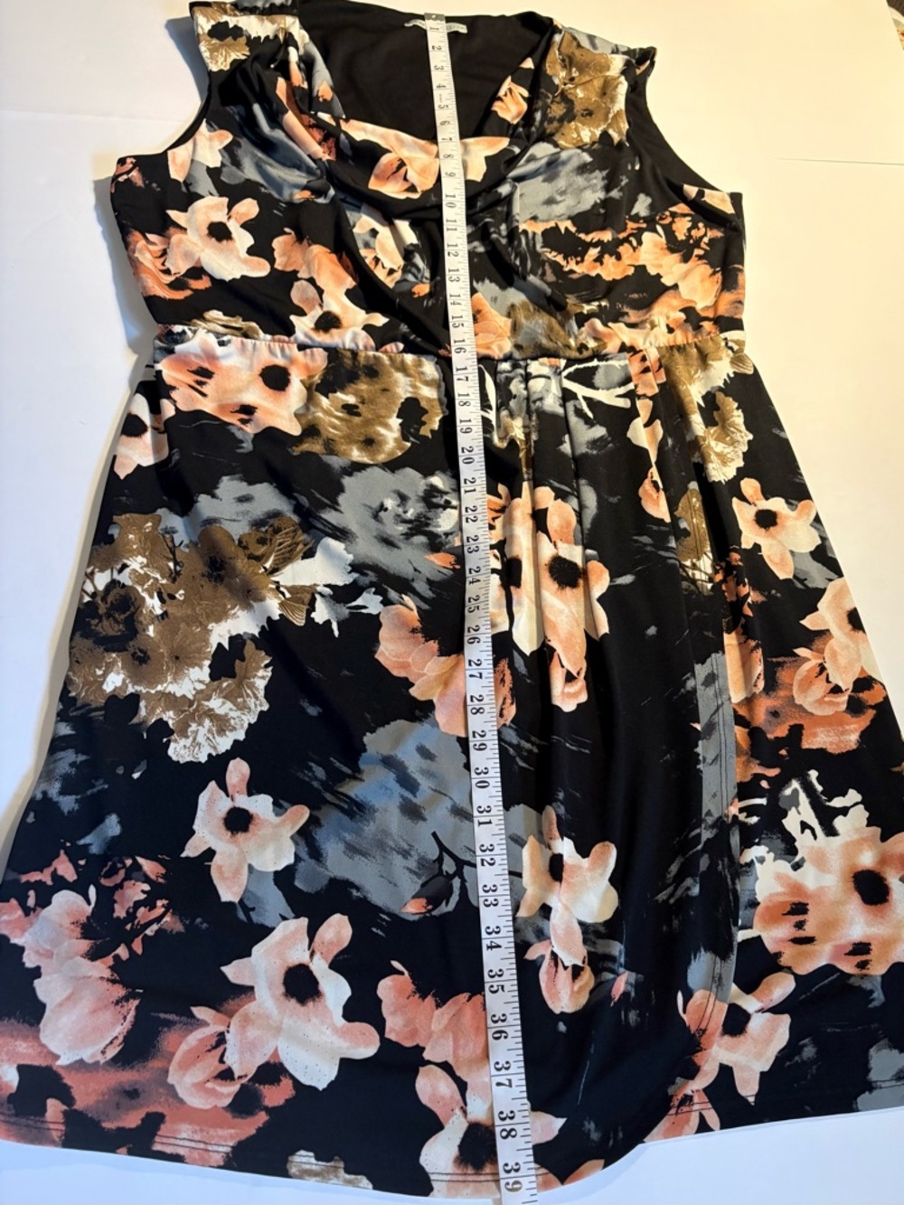 Cleo Black Floral Cowl Neck Midi Dress, Sz XXL. - Picture 12 of 14